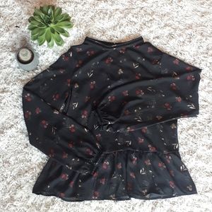 Flowy black floral blouse